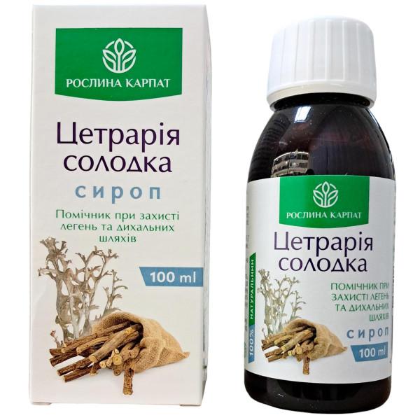 Сироп Цетрарія - Солодка Рослина Карпат при захворюванні горла і верхніх дихальних шляхів, флакон 100 мл